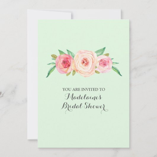 Blush Pink Floral Mint Groen Vrijgezellenfeest Kaart (Voorkant)