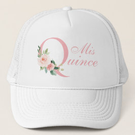 Blush Pink Floral Mis Quince Quinceanera Trucker Pet