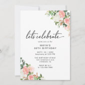 Blush Pink Floral | Moderne elegante meisjesverjaa Kaart (Voorkant)