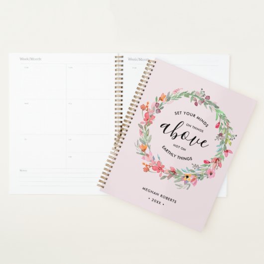 Blush Pink Floral Moderne Persoonlijke scripts Planner (Display)