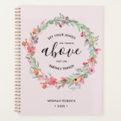 Blush Pink Floral Moderne Persoonlijke scripts Planner (Voorkant)