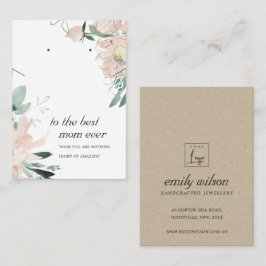 BLUSH PINK FLORAL MOM GIFT KETTING EARRING CARD PLAATSKAARTJE