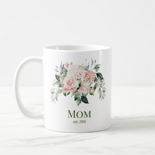 Blush Pink Floral Mom Koffiemok (Links)