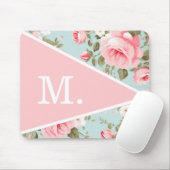  Blush Pink Floral Monogram Muismat (Met muis)