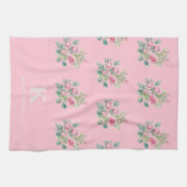 Blush Pink Floral Monogram Theedoek (Horizontaal)