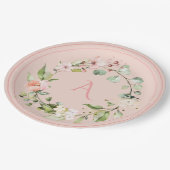 Blush Pink Floral Monogram Weddenschap Legant Pape Papieren Bordje (Gekanteld)
