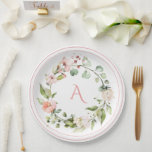 Blush Pink Floral Monogram Wedding Elegant Papieren Bordje<br><div class="desc">Dit is elegantie op zijn best voor bruiloft of vrijgezellenfeest. Mooi! Voeg monogram toe om te personaliseren. Zo . Ideaal voor je speciale gelegenheid.</div>