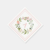 Blush Pink Floral Monogram Wedding Elegant Servet (Hoek)
