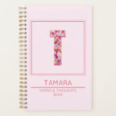 Blush Pink Floral Monogrammed Name Letter T Planner (Voorkant)