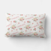 Blush Pink Floral Monogrammed Sierkussen Kussen (Voorkant)