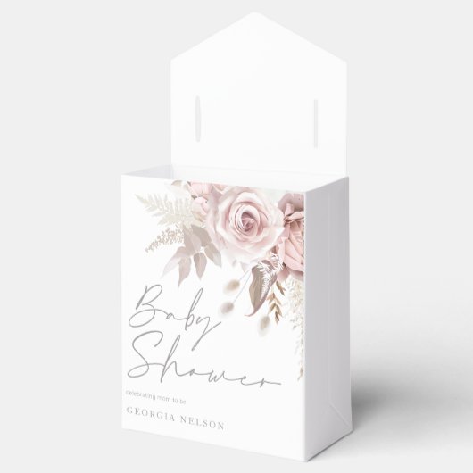 Blush Pink Floral Mooi Baby shower Bedankdoosjes (Geopend)