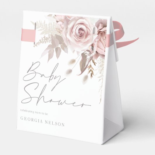 Blush Pink Floral Mooi Baby shower Bedankdoosjes (Achterkant)