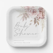 Blush Pink Floral Mooi Baby shower Papieren Bordje (Voorkant)