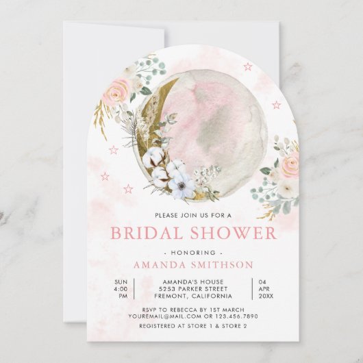 Blush Pink Floral Moon Arch Vrijgezellenfeest Kaart (Voorkant)