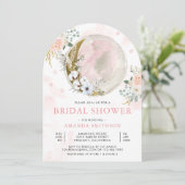 Blush Pink Floral Moon Arch Vrijgezellenfeest Kaart (Staand voorkant)