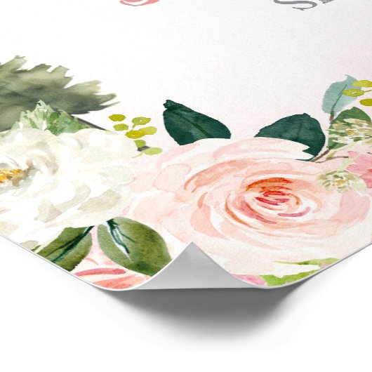 Blush Pink Floral Moon Forest Wolf Welcome Sign Poster (Hoek)