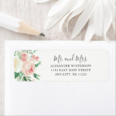 Blush Pink Floral MR & MRS return address Etiket (Insitu)