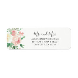 Blush Pink Floral MR & MRS return address Etiket