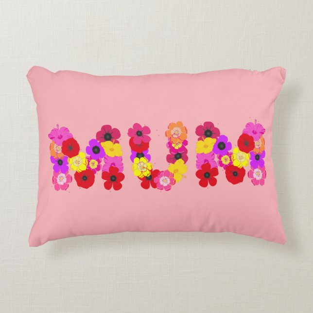 Blush Pink Floral Mum Typographic Accent Pillow Kussen (Voorkant)