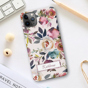  Blush Pink Floral Named Waterverf iPhone 11Pro Max Hoesje