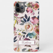  Blush Pink Floral Named Waterverf iPhone Hoesje (Achterkant)