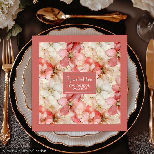 Blush Pink Floral Napkin Elegant Wedding Tableware Servet