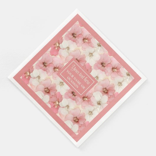 Blush Pink Floral Napkins Elegant Wedding Gift Servet (Hoek)