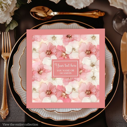 Blush Pink Floral Napkins Elegant Wedding Gift Servet