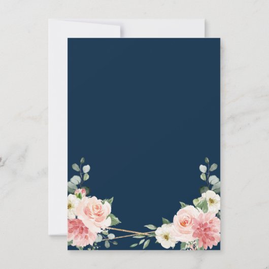 Blush Pink Floral Navy Geometric Save the Date (Achterkant)