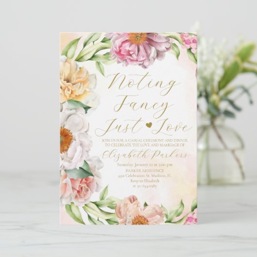 Blush Pink Floral Niets Fancy Gewoon Liefde Kaart (Staand voorkant)