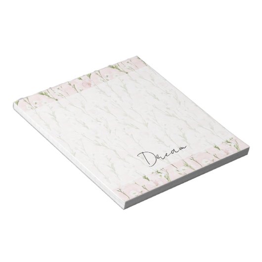Blush Pink Floral Notitieblok (Schuin)