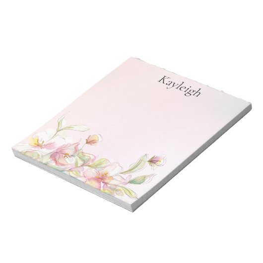 Blush Pink Floral Notitieblok (Linkerzijde)