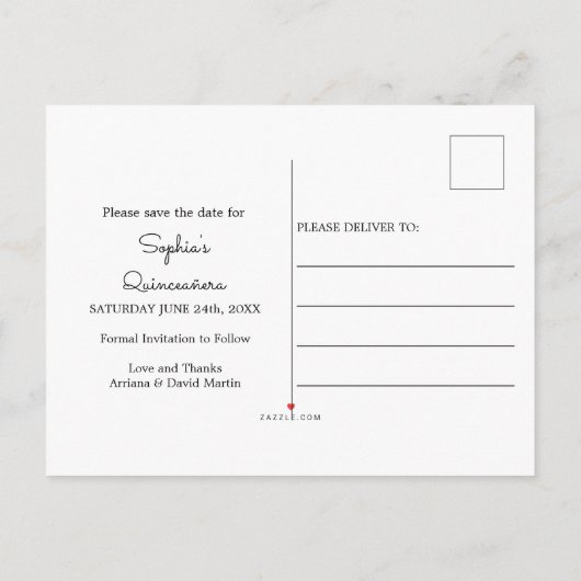 Blush Pink Floral Nummer 15 Bewaar de datum Aankondigingskaart (Achterkant)