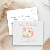 Blush Pink Floral Nummer 15 Bewaar de datum Aankondigingskaart