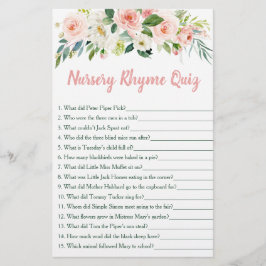 Blush Pink Floral Nursery Rhyme Baby shower Game