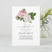  Blush Pink Floral Online Virtual Wedding Kaart (Staand voorkant)