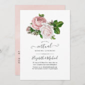  Blush Pink Floral Online Virtual Wedding Kaart (Voorkant / Achterkant)