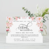 Blush Pink Floral Online Virtual Wedding Kaart (Staand voorkant)