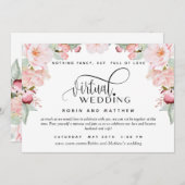 Blush Pink Floral Online Virtual Wedding Kaart (Voorkant / Achterkant)