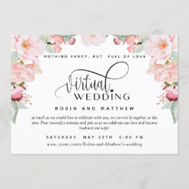 Blush Pink Floral Online Virtual Wedding Kaart