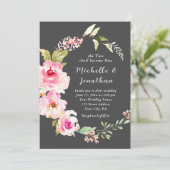 Blush Pink Floral op grijs Christelijk huwelijk Kaart (Staand voorkant)
