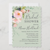 Blush Pink Floral op Sage Green Vrijgezellenfeest Kaart (Voorkant)