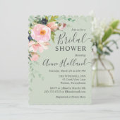 Blush Pink Floral op Sage Green Vrijgezellenfeest Kaart (Staand voorkant)