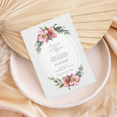 Blush Pink Floral Oval Wedding Invitation Kaart