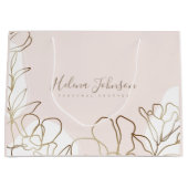 Blush Pink Floral Paper Bag Groot Cadeauzakje (Voorkant)