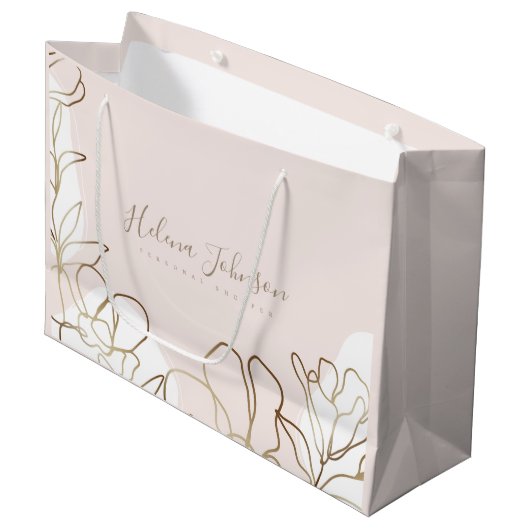 Blush Pink Floral Paper Bag Groot Cadeauzakje (Voorkant Gekanteld)