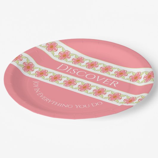 Blush Pink Floral Papieren Bordje (Gekanteld)