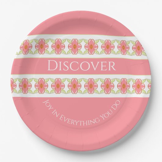 Blush Pink Floral Papieren Bordje (Voorkant)