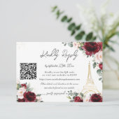 Blush Pink Floral Paris Eiffel Quinceañera QR  RSVP Kaartje (Staand voorkant)