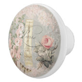 Blush Pink Floral Paris  Franse Ephemera Keramische Knop (Rechts)